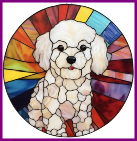 Diamond Painting Buntglas Hund - Bichon Frise 02