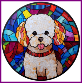 Diamond Painting Buntglas Hund - Bichon Frise 03