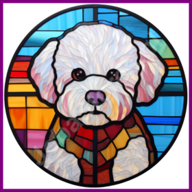 Diamond Painting Buntglas Hund - Bichon Frise 04