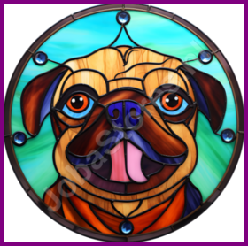 Diamond Painting Buntglas Hund - Mops 01