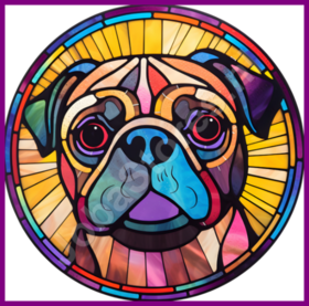 Diamond Painting Buntglas Hund - Mops 02