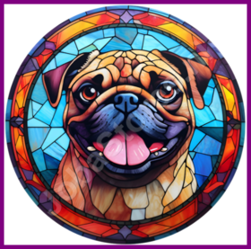 Diamond Painting Buntglas Hund - Mops 03