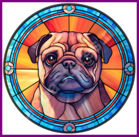 Diamond Painting Buntglas Hund - Mops 04