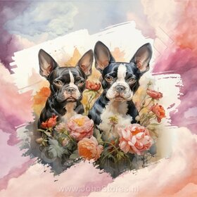 Diamond Painting Aquarell Hund - Boston Terrier 01