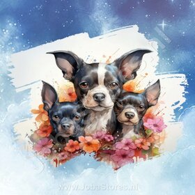 Diamond Painting Aquarell Hund - Boston Terrier 02