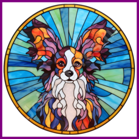 Diamond Painting Glas-in-Bleihund - Papillon / Schmetterlingshündchen 02