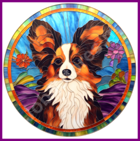 Diamond Painting Glas-in-Bleihund - Papillon / Schmetterlingshündchen 03