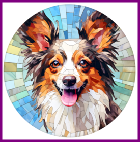 Diamond Painting Glas-in-Bleihund - Papillon / Schmetterlingshündchen 05