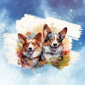 Diamond Painting Aquarell Hund - Corgi 01