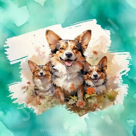Diamond Painting Aquarell Hund - Corgi 02