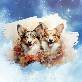 Diamond Painting Aquarell Hund - Corgi 03