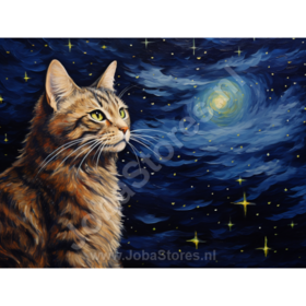 Diamond Painting Sternennacht Katze 01
