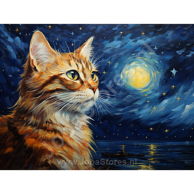 Diamond Painting Sternennacht Katze 02