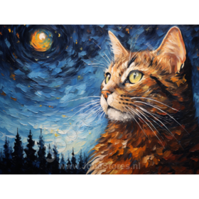 Diamond Painting Sternennacht Katze 04