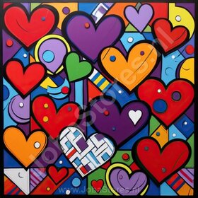 Diamond Painting Bunte Herzen 01