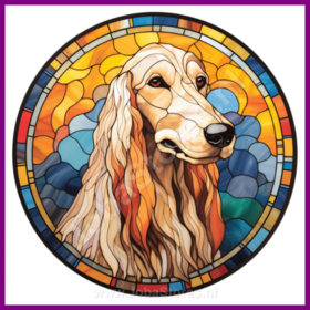 Diamond Painting Buntglas Hund - Afghanischer Windhund 02