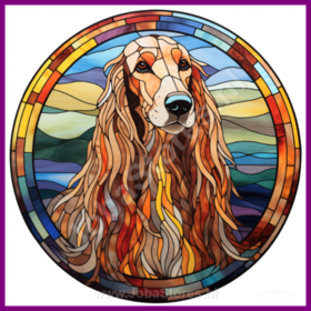 Diamond Painting Buntglas Hund - Afghanischer Windhund 04