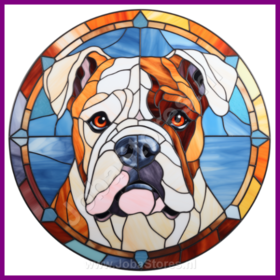 Diamond Painting Buntglas Hund - Amerikanischer Bulldogge 02