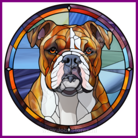 Diamond Painting Buntglas Hund - Amerikanischer Bulldogge 03