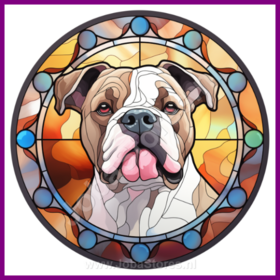 Diamond Painting Buntglas Hund - Amerikanischer Bulldogge 04