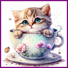 Diamond Painting Kätzchen in der Teetasse 09