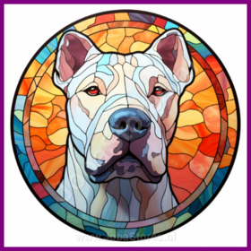 Diamond Painting Buntglas Hund - Argentinischer Hund 02