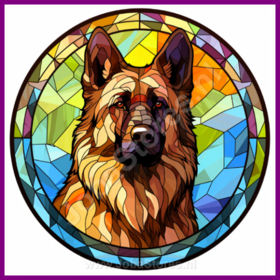 Diamond Painting Buntglas Hund - Belgischer Schäferhund 03