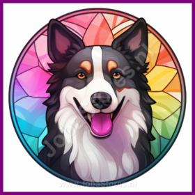 Diamond Painting Buntglas Hund - Border Collie  01