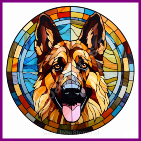 Diamond Painting Buntglas Hund - Deutscher Schäferhund 05