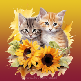 Diamond Painting Kätzchen mit Sonnenblumen 01