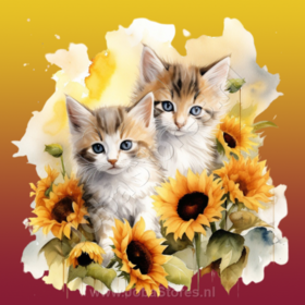 Diamond Painting Kätzchen mit Sonnenblumen 02