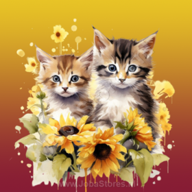 Diamond Painting Kätzchen mit Sonnenblumen 03
