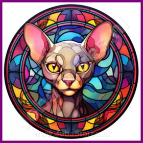Diamond Painting Glas im Bleiglasstil Katze - Sphynx 04