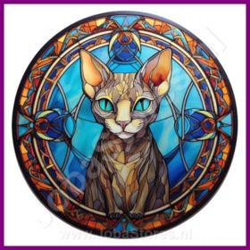 Diamond Painting Glas im Bleiglasstil Katze - Sphynx 05