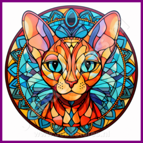 Diamond Painting Glas im Bleiglasstil Katze - Sphynx 06