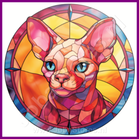Diamond Painting Glas im Bleiglasstil Katze - Sphynx 07