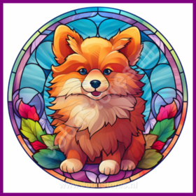 Diamond Painting Buntglas Hund - Zwergspitz - Pomeranian 03