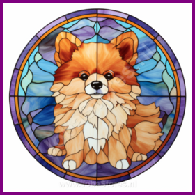 Diamond Painting Buntglas Hund - Zwergspitz - Pomeranian 04