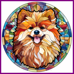 Diamond Painting Buntglas Hund - Zwergspitz - Pomeranian 05