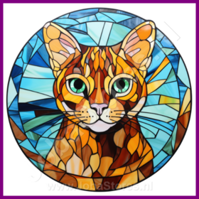 Diamond Painting Glas im Bleiglasstil Katze - Bengali 01