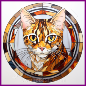 Diamond Painting Glas im Bleiglasstil Katze - Bengali 02