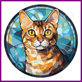 Diamond Painting Glas im Bleiglasstil Katze - Bengali 03