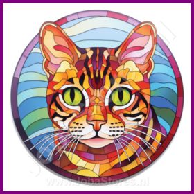 Diamond Painting Glas im Bleiglasstil Katze - Bengali 04