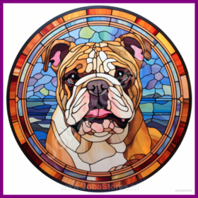 Diamond Painting Buntglas Hund - Englischer Bulldogge 04