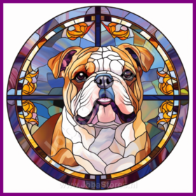 Diamond Painting Buntglas Hund - Englischer Bulldogge 06