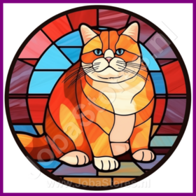 Diamond Painting Glas im Bleiglasstil Katze - Britisch Kurzhaar 01