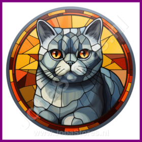 Diamond Painting Glas im Bleiglasstil Katze - Britisch Kurzhaar 04
