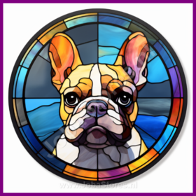 Diamond Painting Buntglas Hund - Französische Bulldogge 01