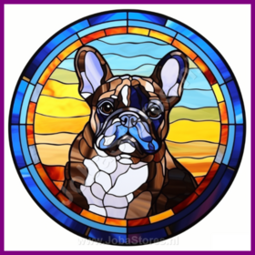 Diamond Painting Buntglas Hund - Französische Bulldogge 02