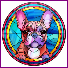 Diamond Painting Buntglas Hund - Französische Bulldogge 03